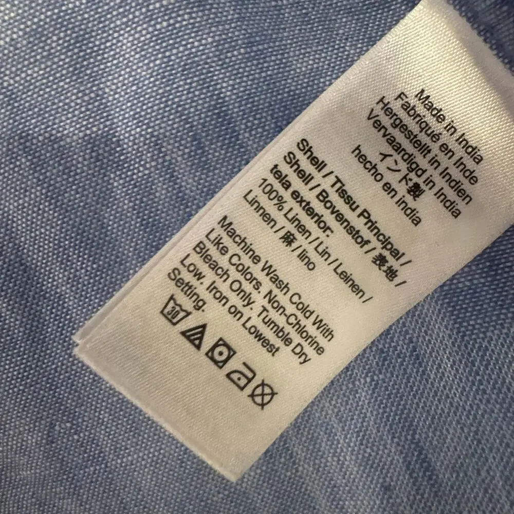 J. Crew Men's Baird McNutt Irish Linen Shirt Long Sleeve Amalfi Blue Size M NWT